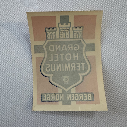 Vintage Hotel Travel Luggage Label Grand Hotel Terminus Bergen Norway Norwegian