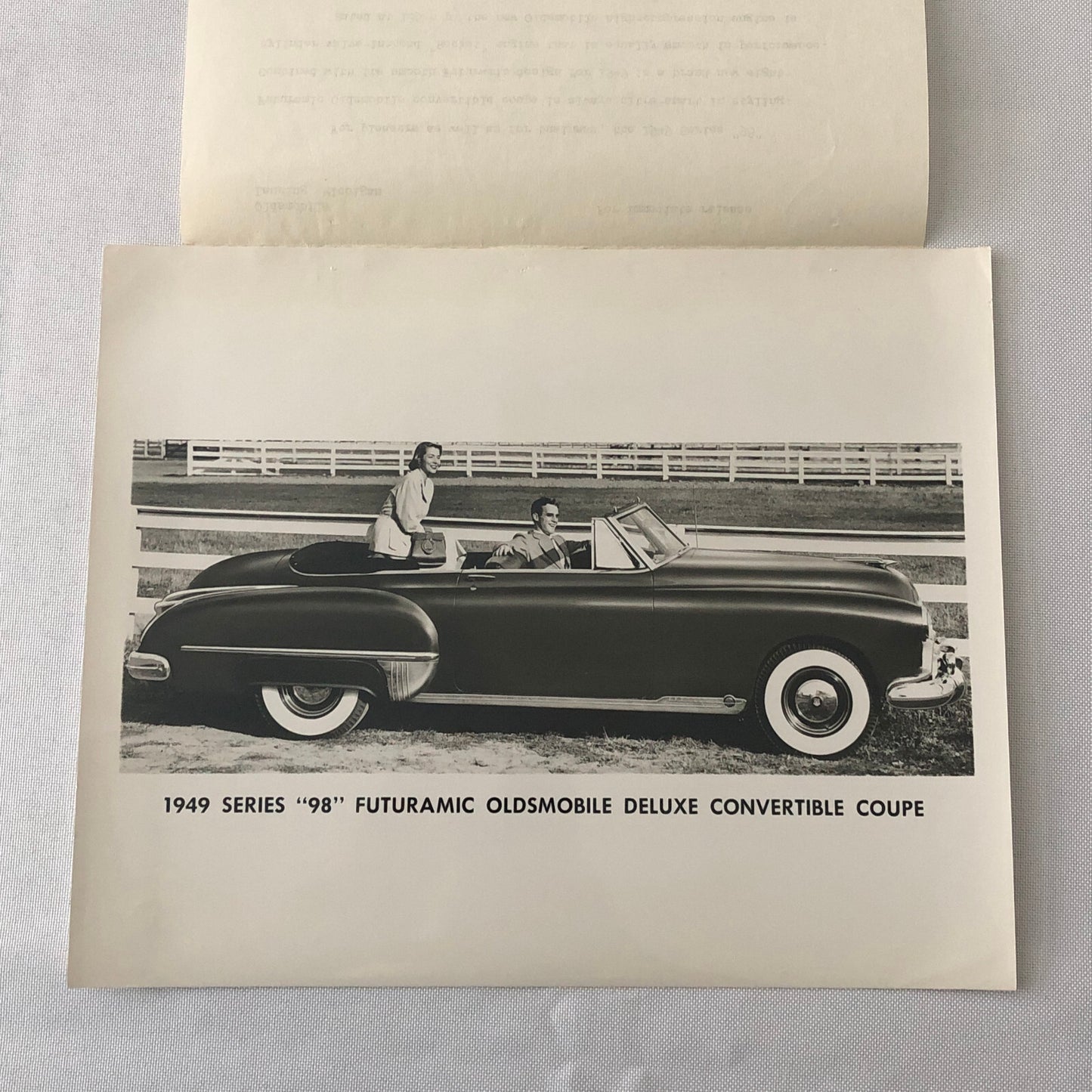 1949 Oldsmobile Series 98 Futuramic Convertible Factory Press Photo Photograph