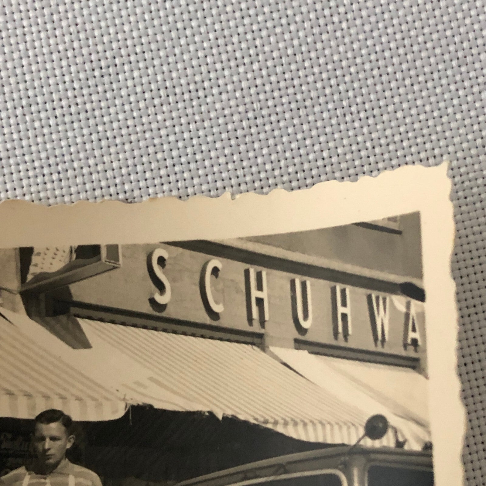 Vintage Photo Photograph Men with 3 Wheel Delivery Car Butcher Shop Tag AL22SM2