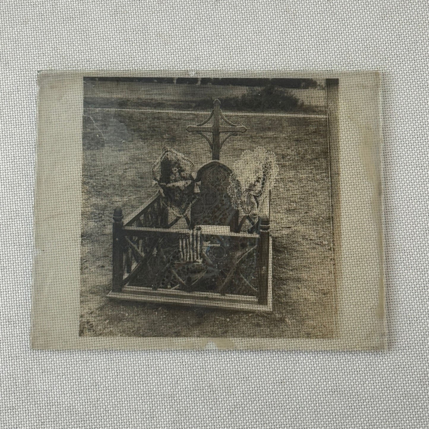 Antique Glass Plate Lantern Slide Quentin Roosevelt  Grave Cemetery