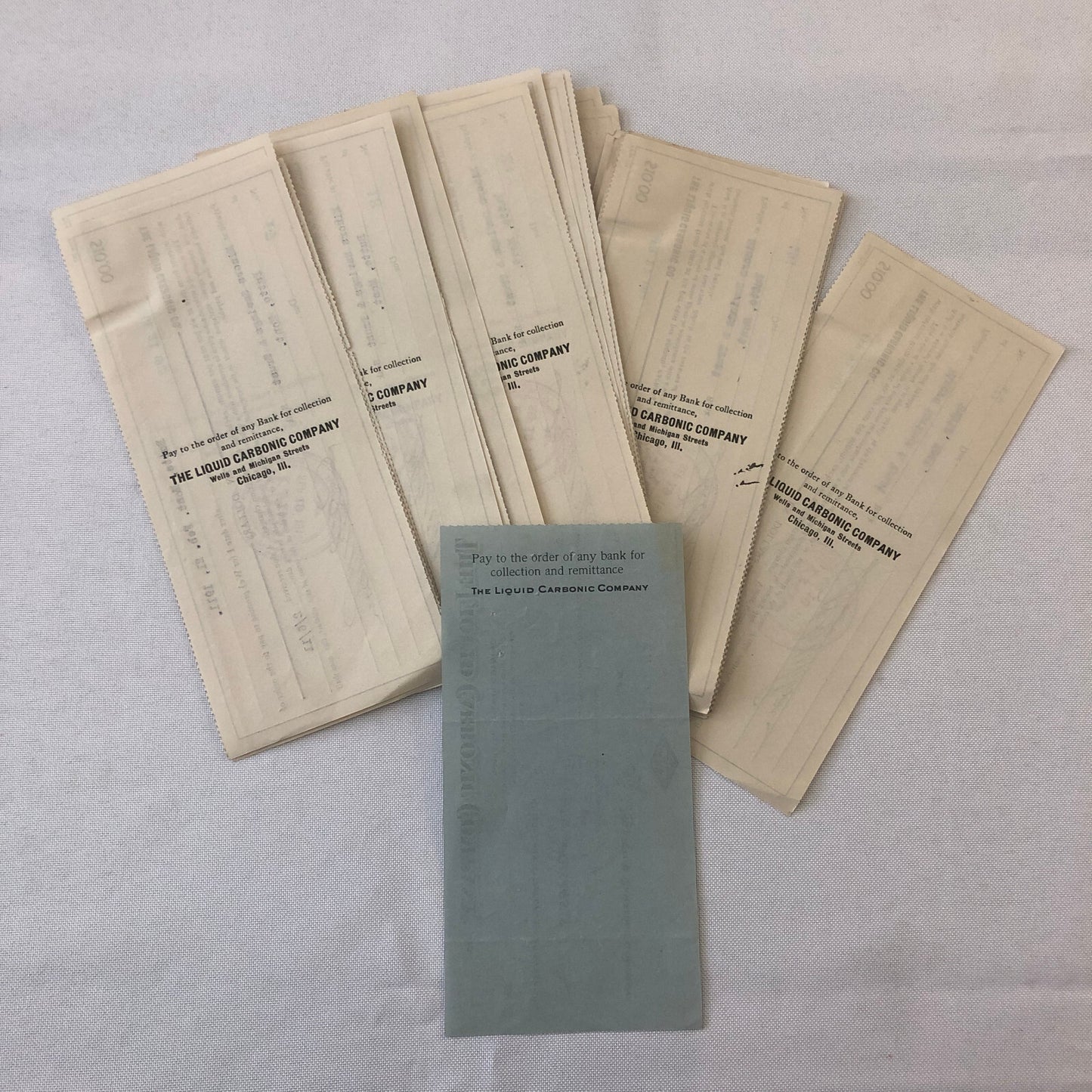 Liquid Carbonic Company Receipt Payment Note Document Ephemera Lot 26x 1911