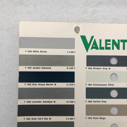 1968 1969 Toyota Car Paint Chip Color Sample Sheet Valentine