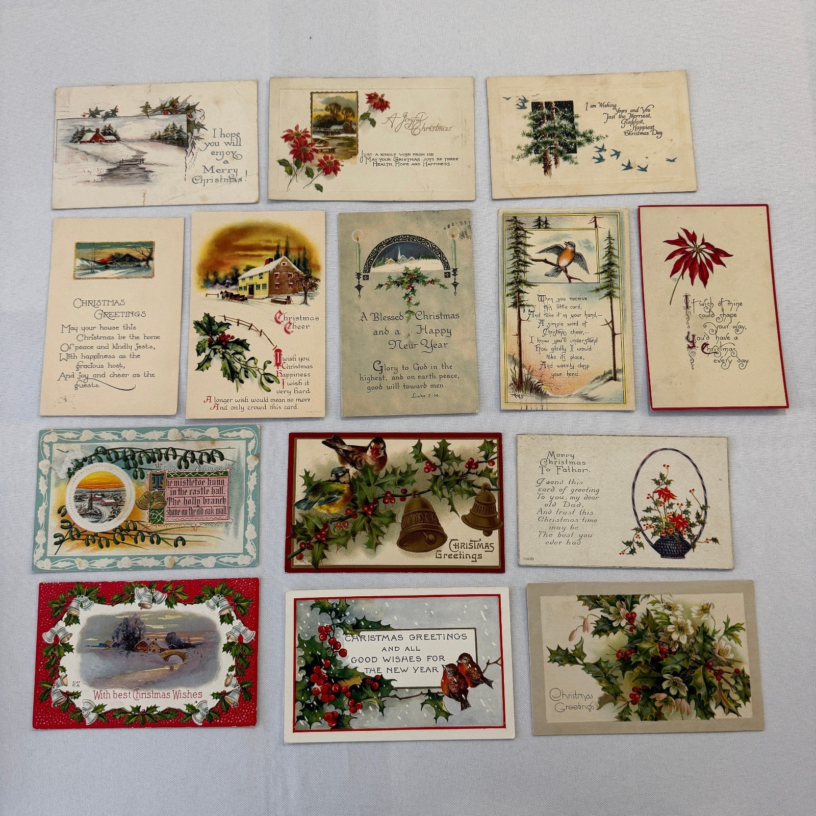 Antique Christmas & New Years Postcard Collection Lot Birds Flowers Xmas 100+