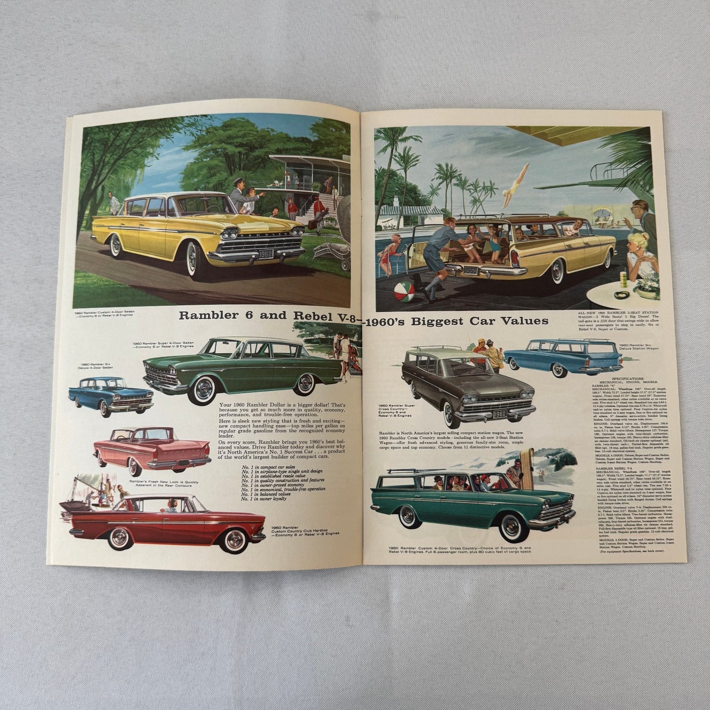1960 Rambler Car Sales Brochure Catalog Rambler 6 Rebel Ambassador American