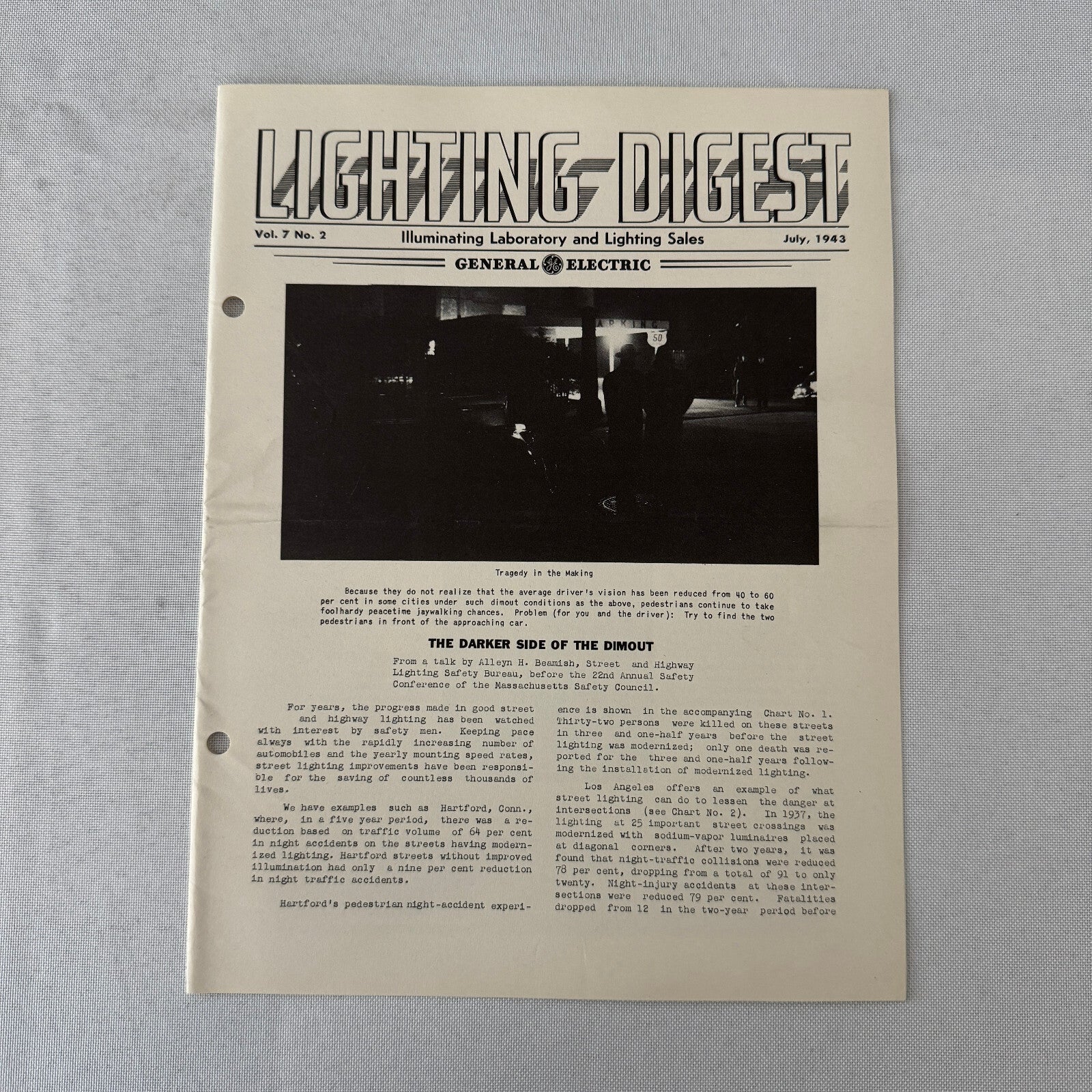 1943 General Electric Lighting Digest Newsletter Highway Lighting Ephemera