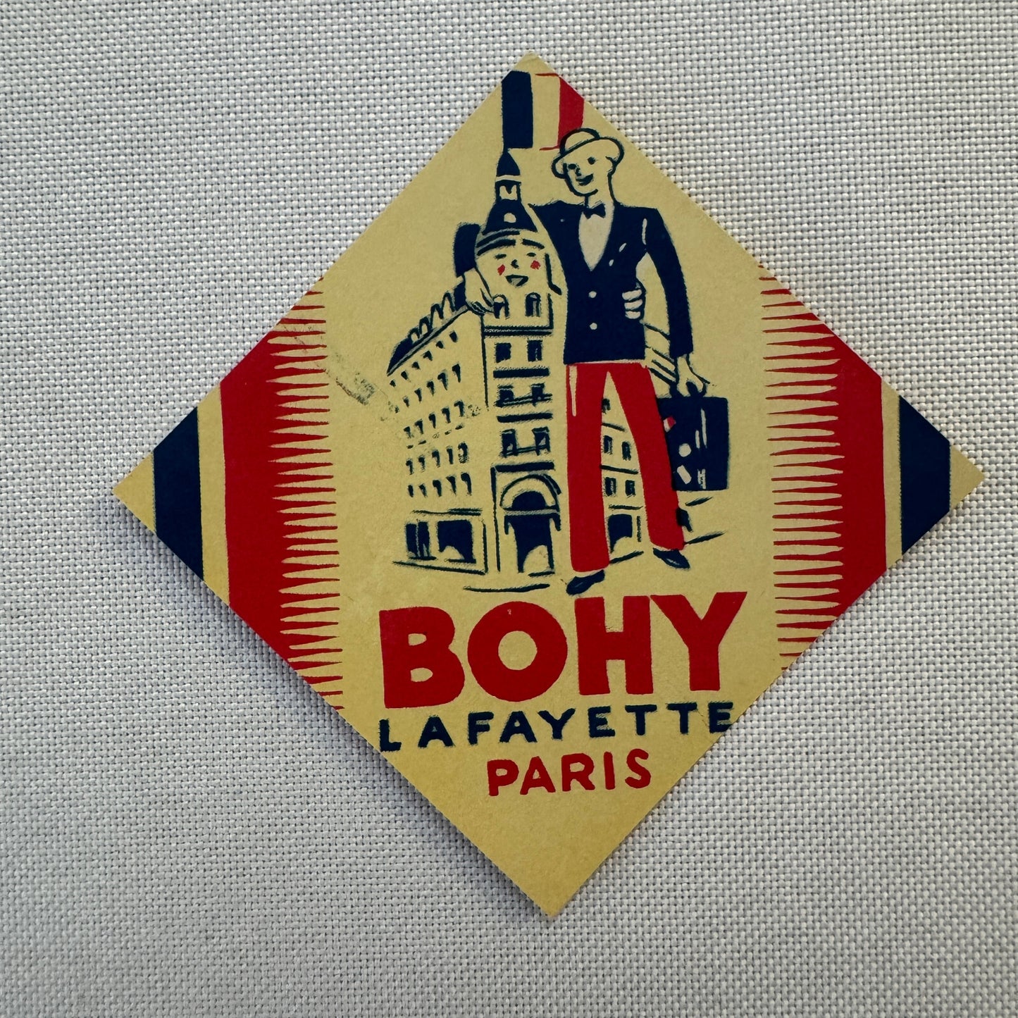 Vintage Hotel Travel Label Hotel Bohy LaFayette Paris France French La Fayette