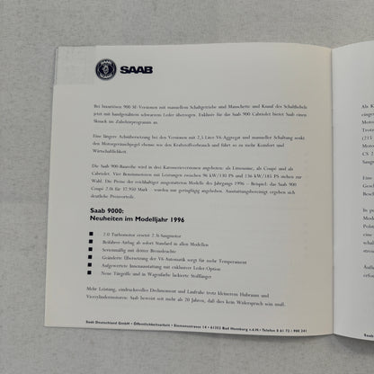 1996 Saab Factory Press Kit Photos Saab 900 Saab 9000 German Text