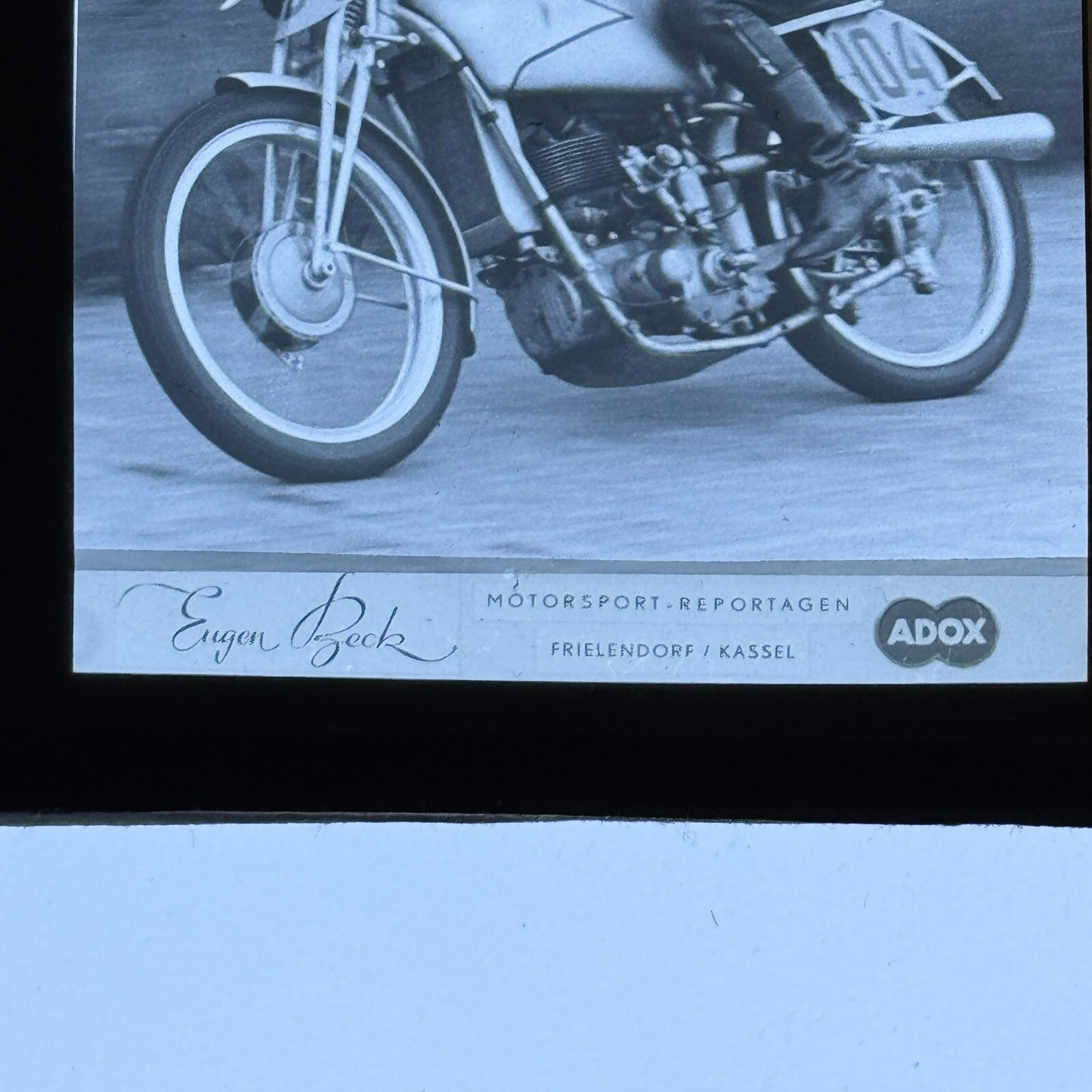 Antique Glass Plate Lantern Slide Motorcycle Racing Karl Lottes DKW German Bike