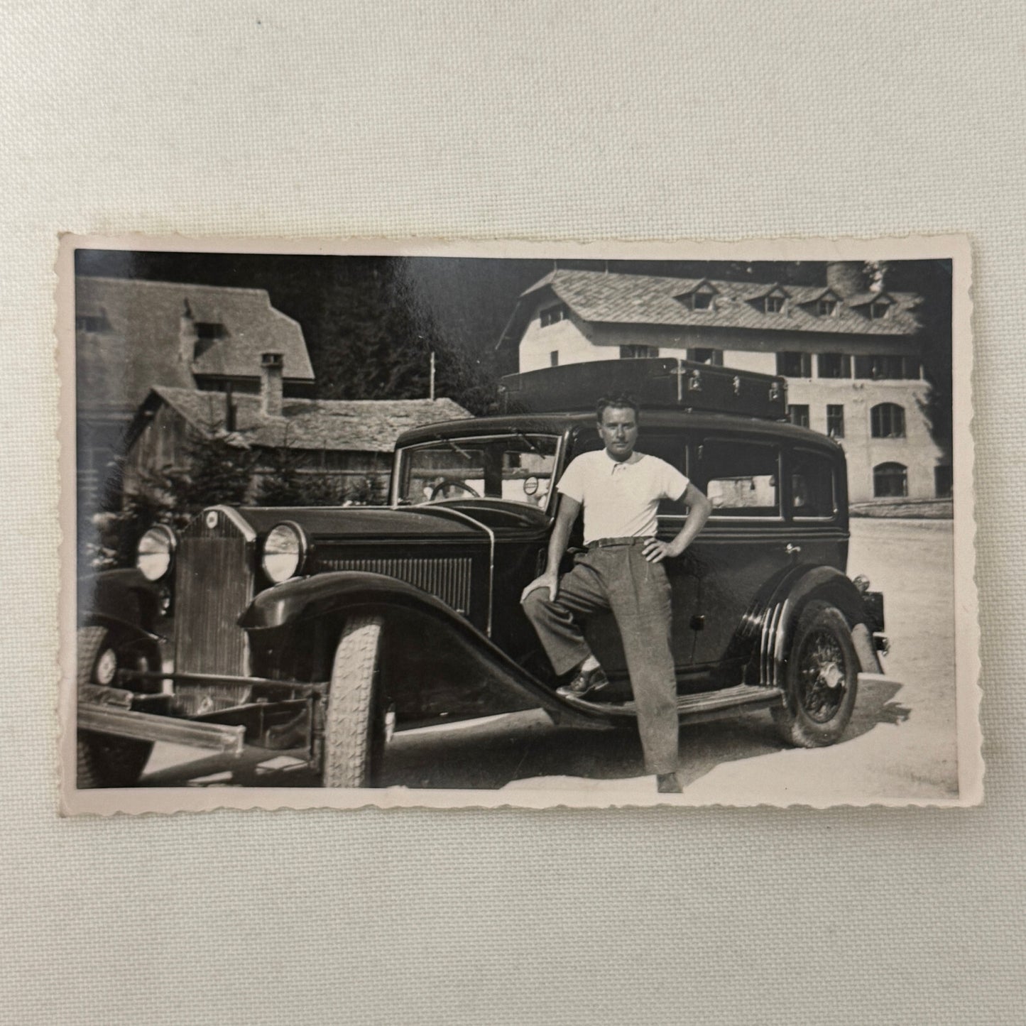 Vintage Photograph Photo Early Car Automobile Man Antique
