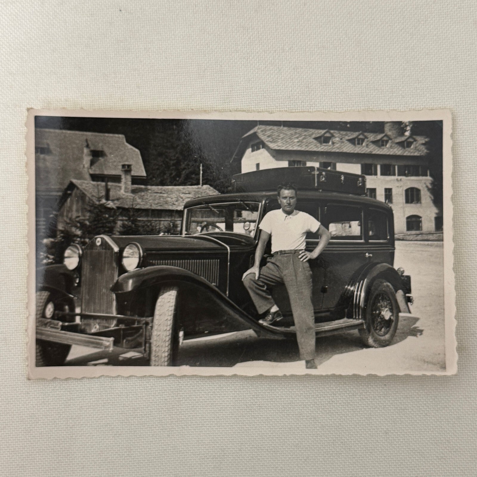 Vintage Photograph Photo Early Car Automobile Man Antique