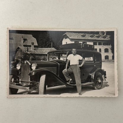 Vintage Photograph Photo Early Car Automobile Man Antique