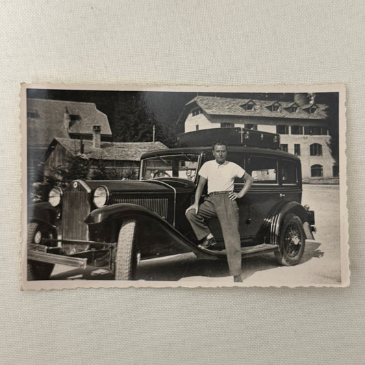 Vintage Photograph Photo Early Car Automobile Man Antique