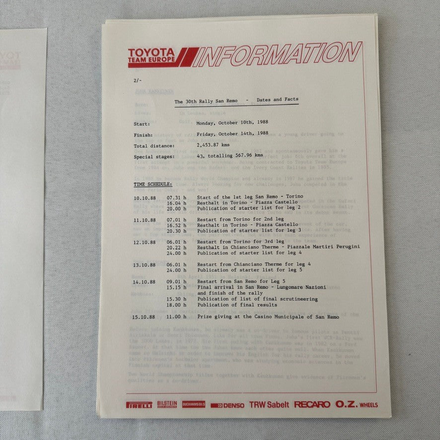 1988 Toyota Celica Rally Rallye Racing Press Kit Motorsport Race Photos Photo