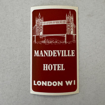 Vintage Hotel Travel Luggage Label Mandeville Hotel London UK