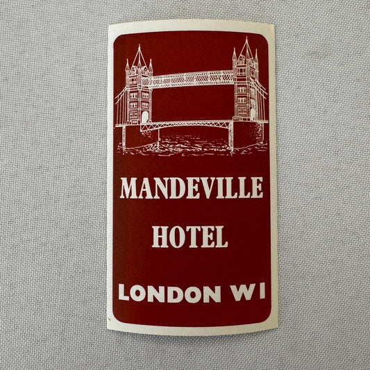 Vintage Hotel Travel Luggage Label Mandeville Hotel London UK
