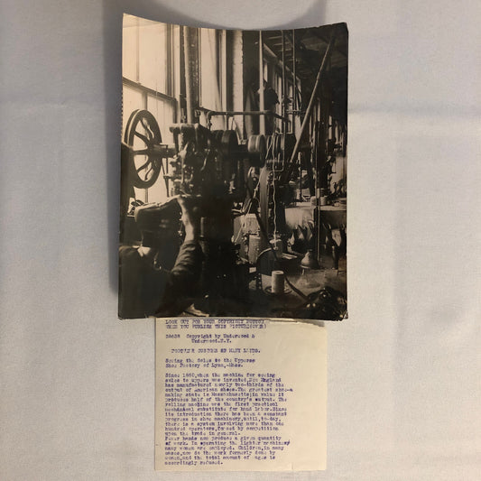 Press Photo Photograph Shoe Factory Machinery Underwood & Underwood