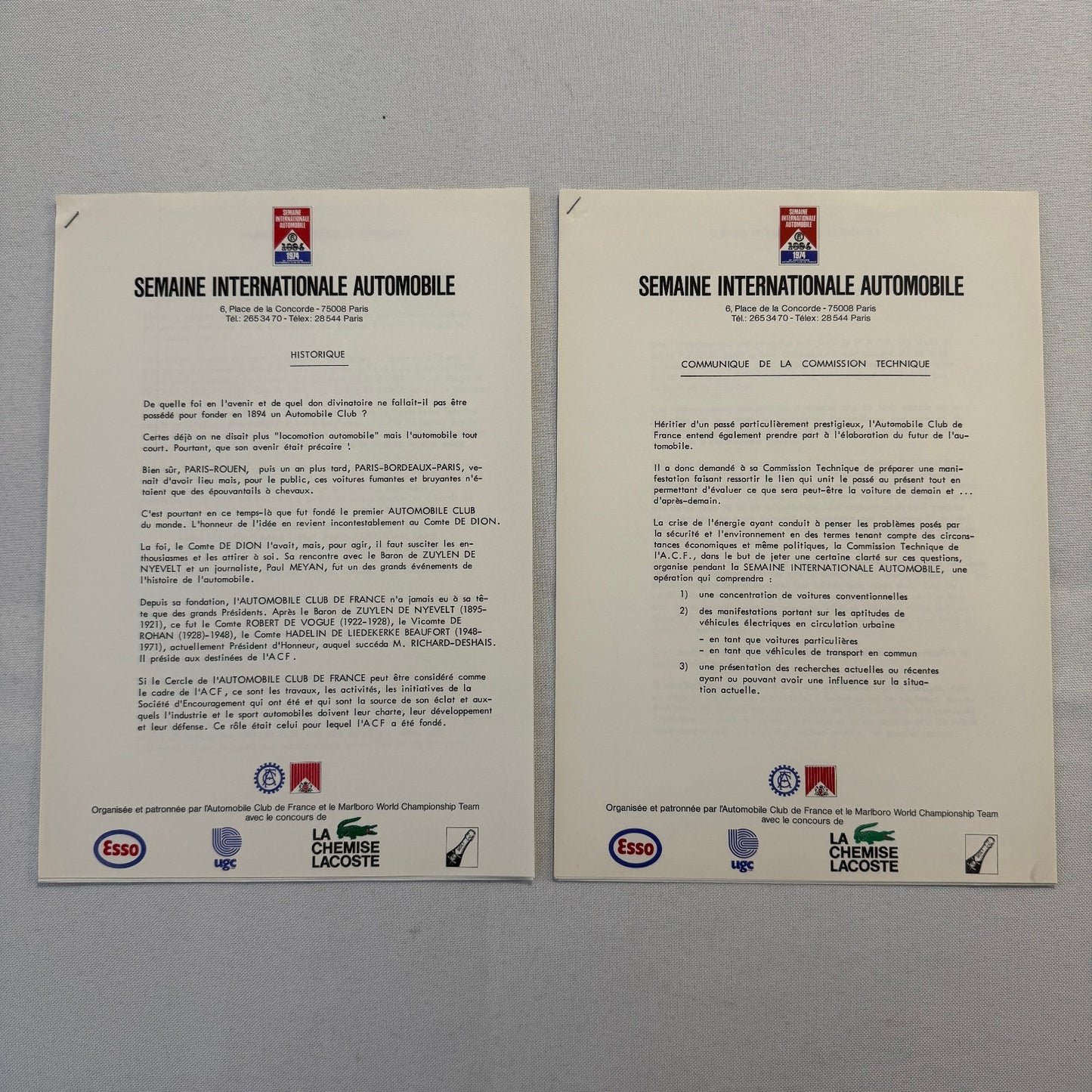 1974 Automobile Club de France 80th Anniversary Press KIt Brochure Bugatti +