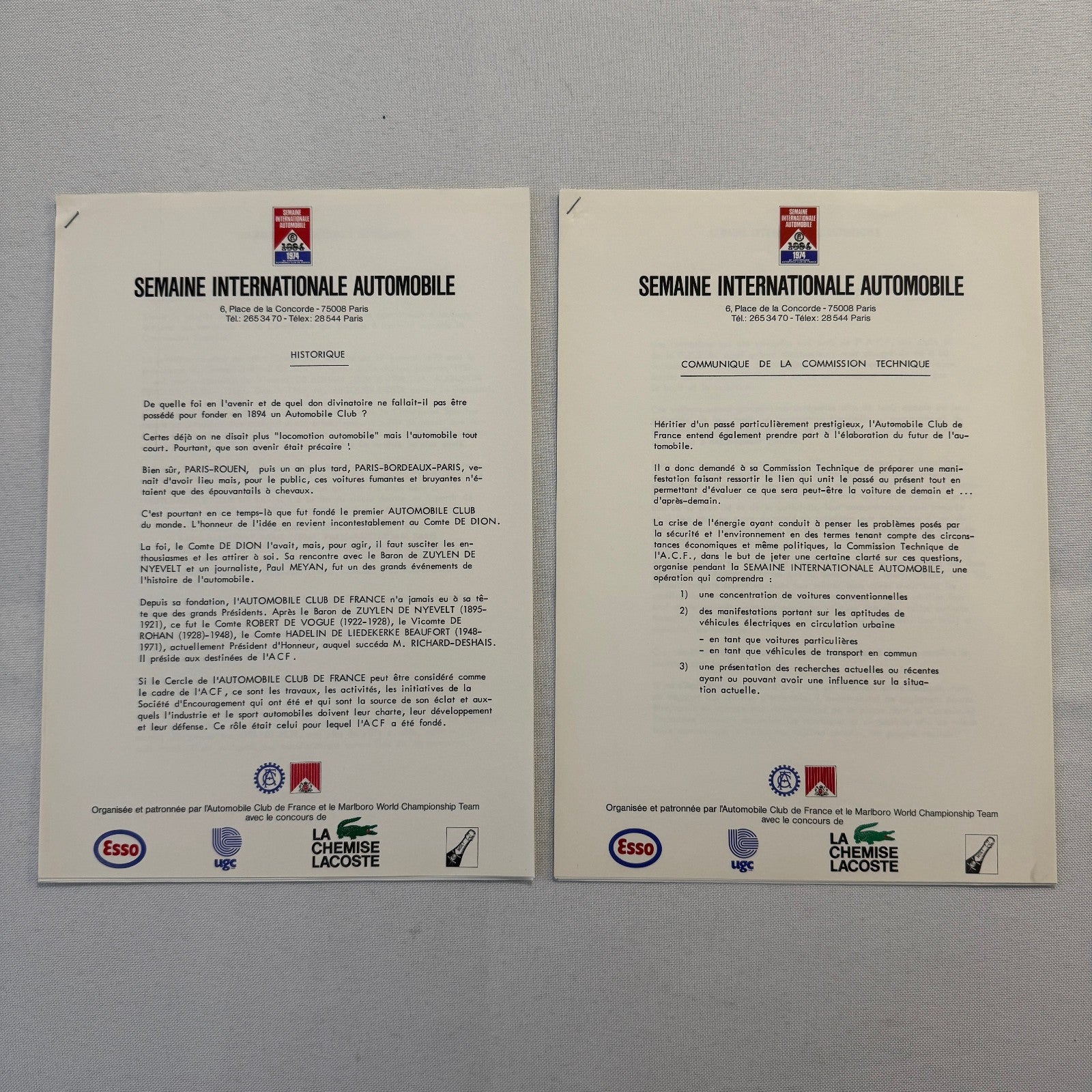 1974 Automobile Club de France 80th Anniversary Press KIt Brochure Bugatti +