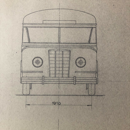1935 Coachbuilder Bus Design Blueprint Rendering Blue Print Coach Bus Truck