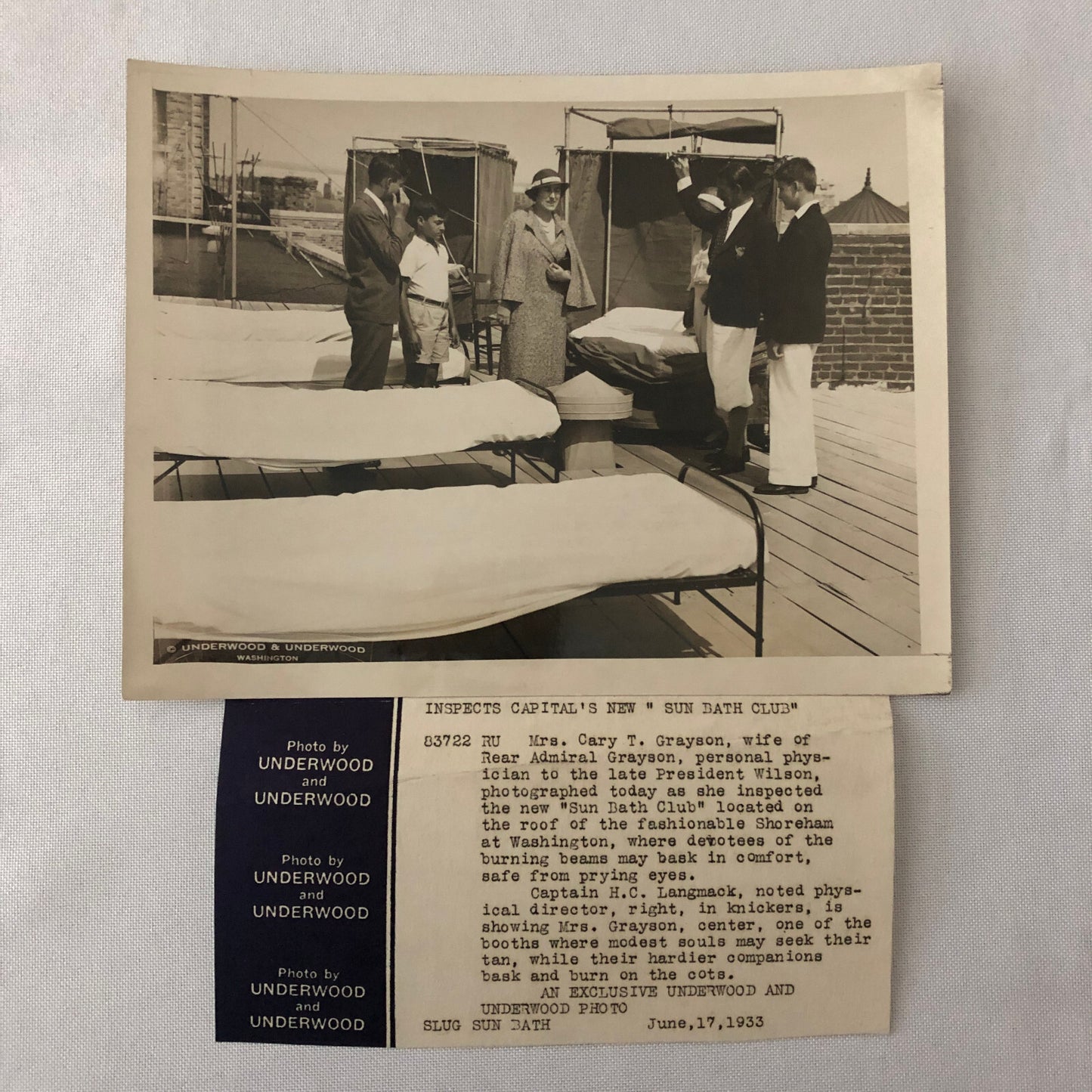 Press Photo Photograph Admiral Grayson Wife 1933 Underwood and Underwood