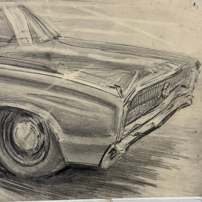 Dodge Charger Vintage Car Illustration Drawing Sketch Original Art Signed