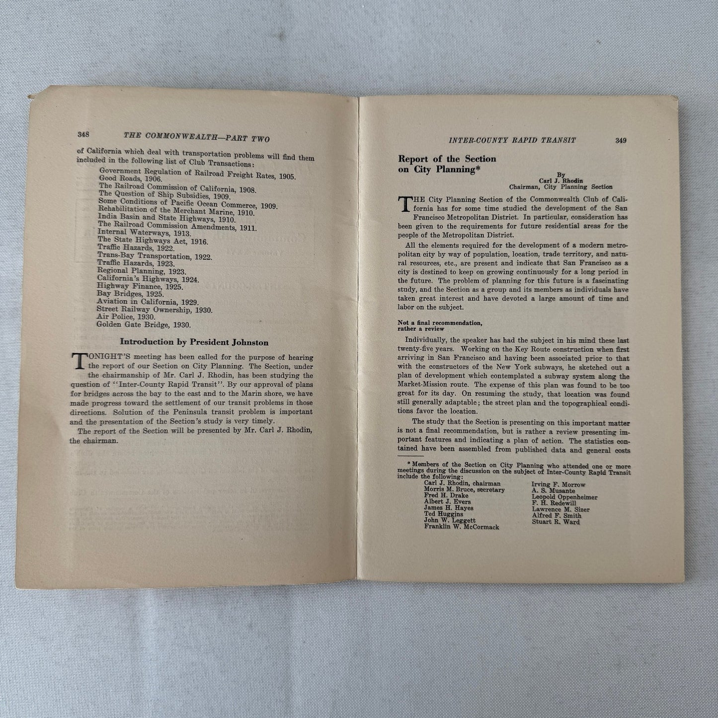 Commonwealth Club of California The Commonwealth Journal Railway Highway 1931