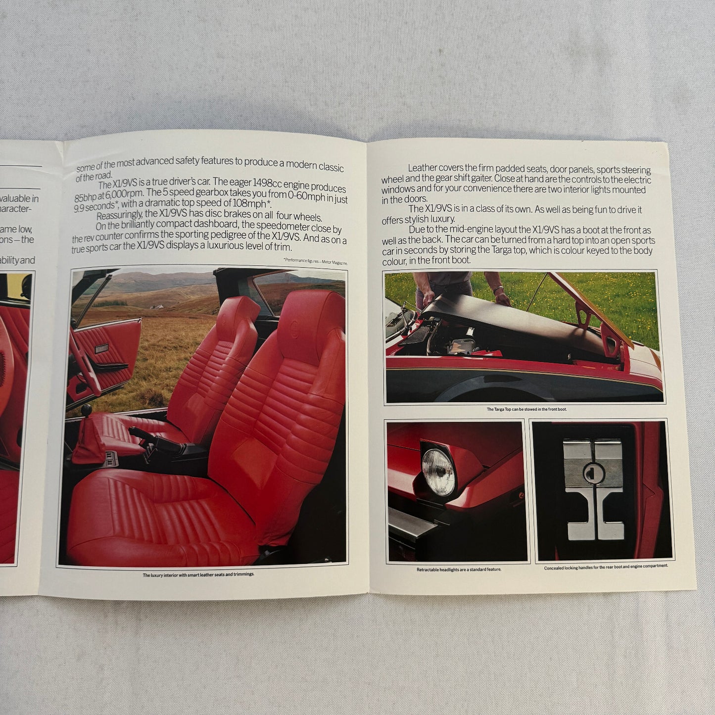 Fiat X1/9VS Car Sales Brochure Catalog Advertising Vintage Fiat X/19 VS X19 UK