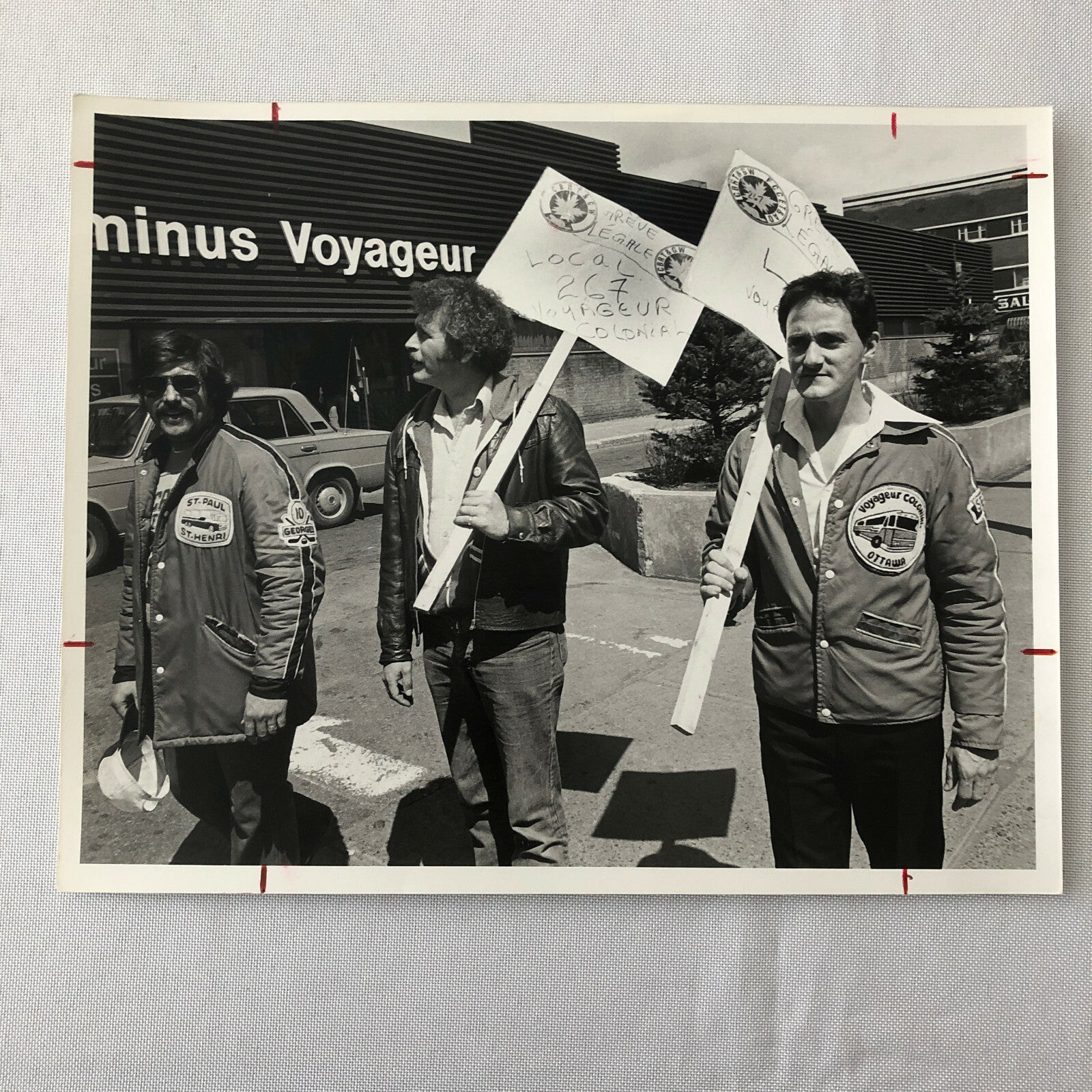 Vintage Labor Strike Photo Photograph Print Voyageur Colonial Bus Line Workers 