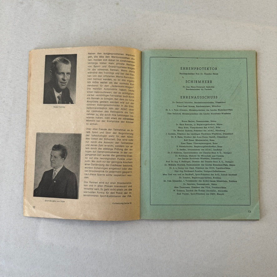 1957 ADAC 1000KM Racing Program Nurburgring Race German
