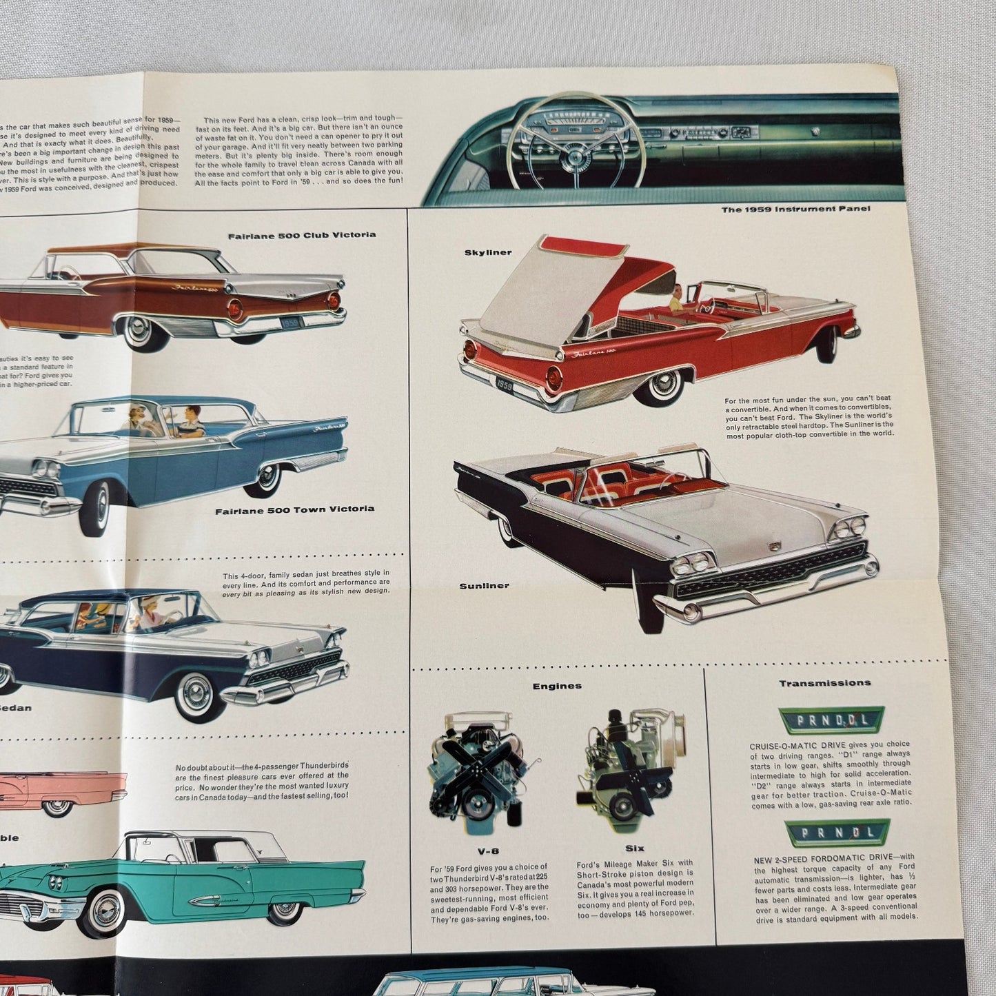 1959 Ford Car Sales Brochure Catalog Canadian Skyliner Sunliner Thunderbird +