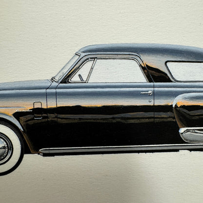1950 Studebaker Commander Car Illustration Art Drawing Vintage Miniature