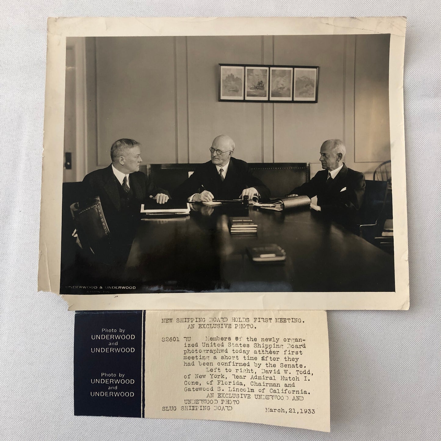 Press Photo Photograph Shipping Board Boardroom Meeting 1933 Underwood Photo
