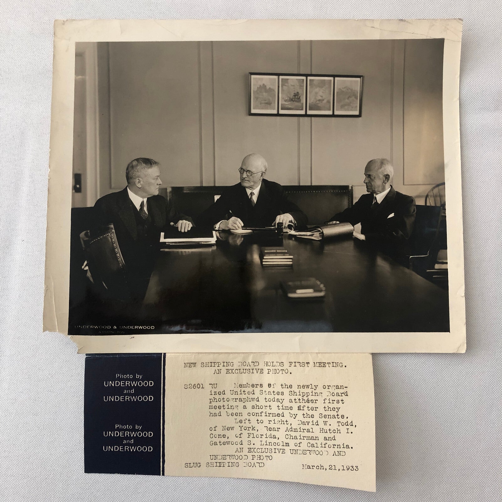 Press Photo Photograph Shipping Board Boardroom Meeting 1933 Underwood Photo