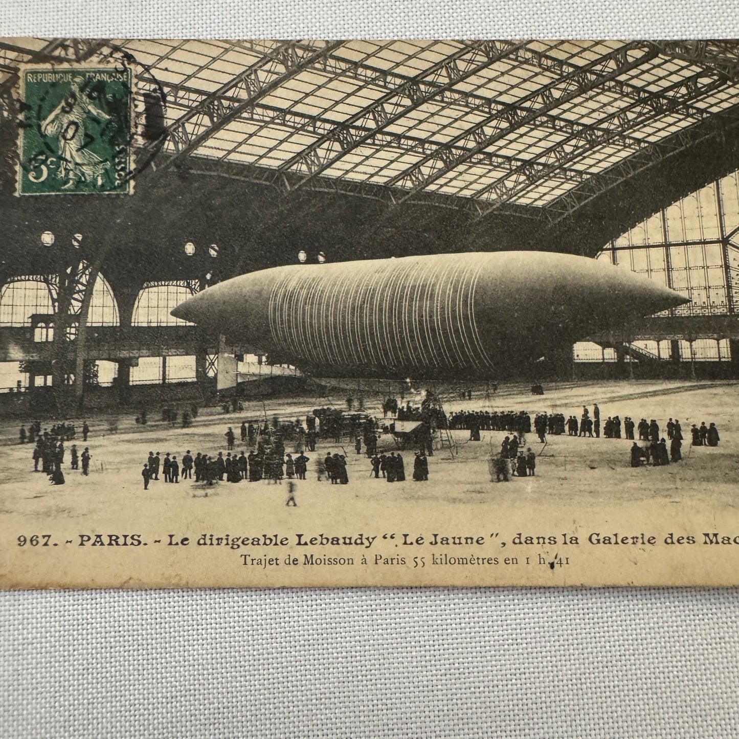 Vintage Zeppelin Airship Dirigible Postcard Post Card French Lebaudy Le Jaune