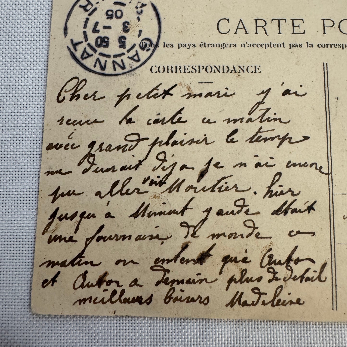 1905 Gordon Bennet Cup Circuit D'Auvergne Postcard Post Card Vintage Posted