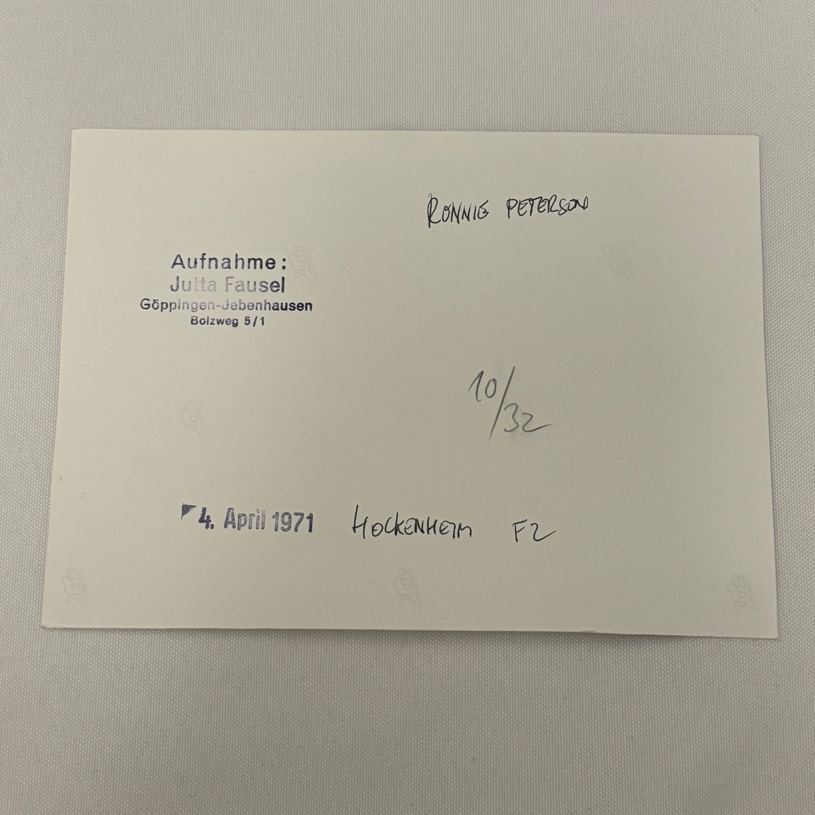 Vintage Racing Photo 1971 Hockenheim F2 Race Ronnie Peterson Driver Motorsport