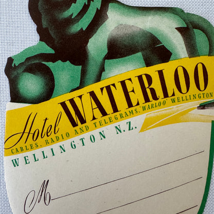 Vintage Hotel Travel Luggage Label Hotel Waterloo Wellington New Zealand Lion
