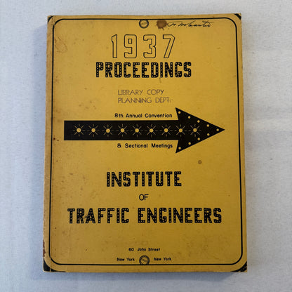 Institute of Traffic Engineers 1937 Urban Planning Book Document Road Building