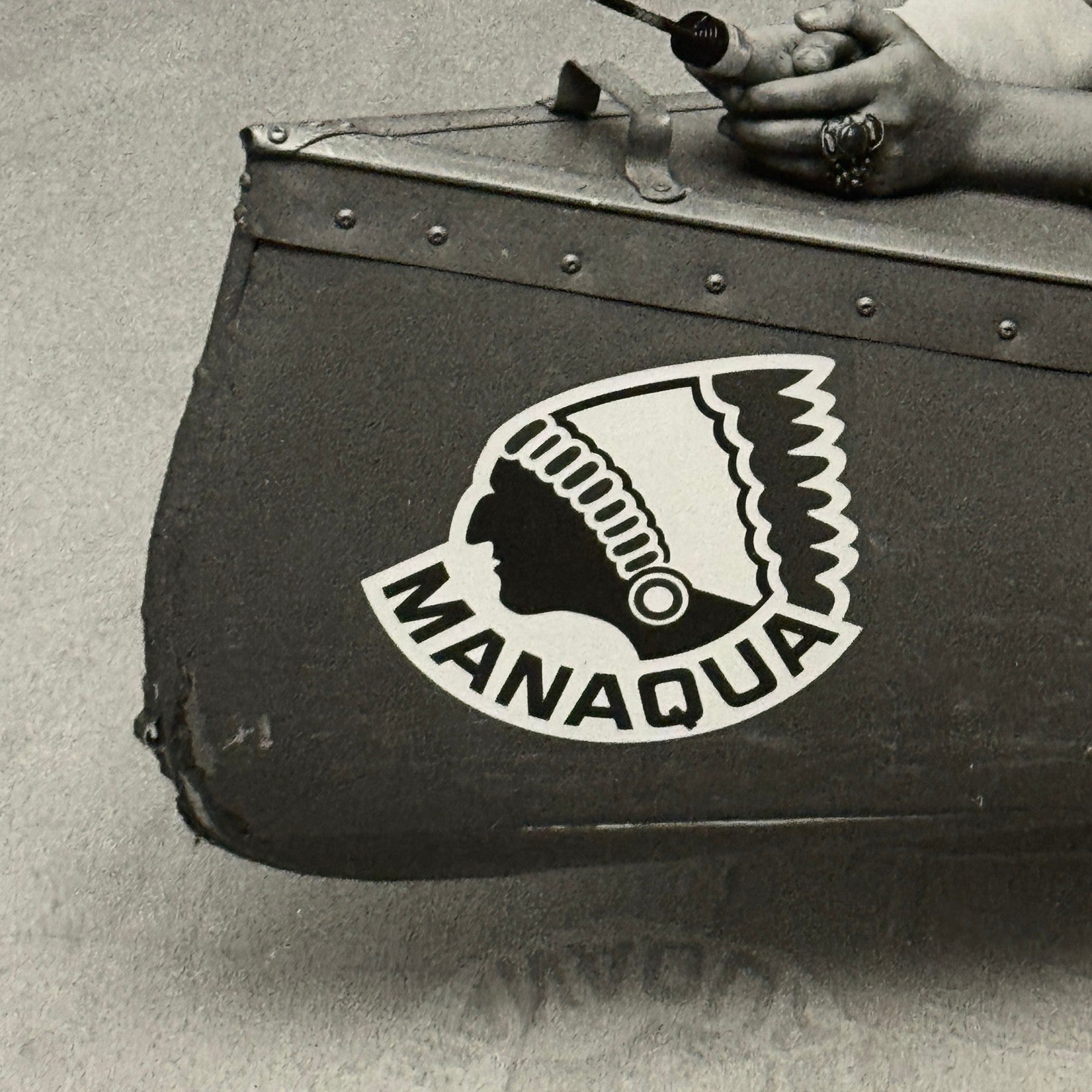 Vintage Manaqua Canoe Boat Advertising Photo with Model