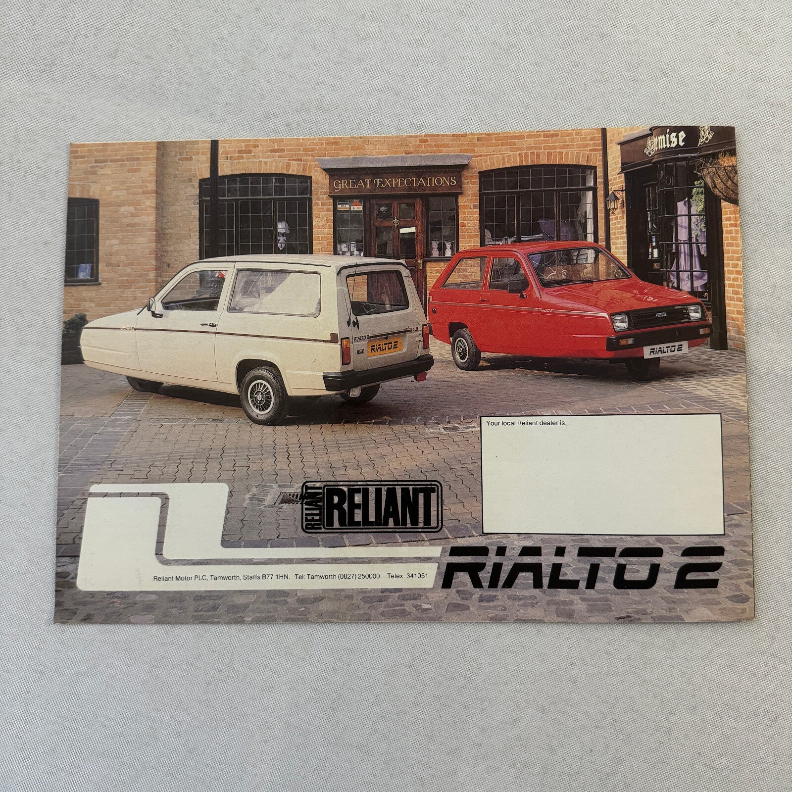 Reliant Rialto 2 Car Sales Brochure Catalog Advertising 3 Wheel