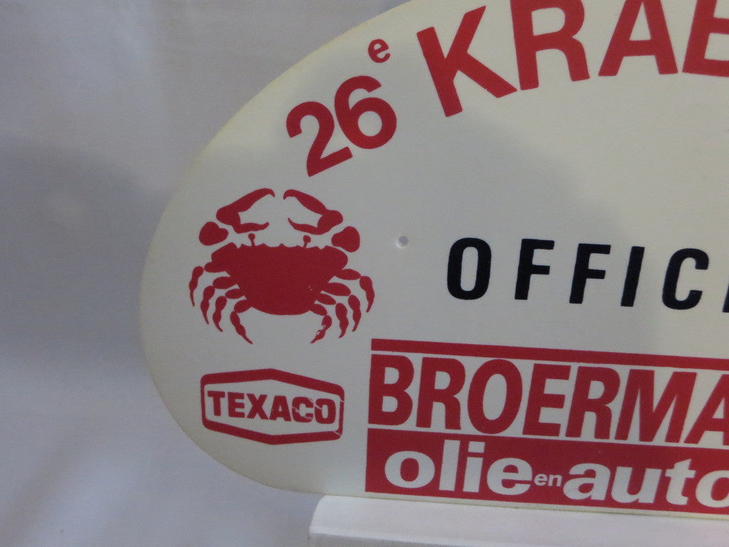 Vintage 26e Krabbenrit Official Car Club Rally Plate Plaque Sign Rallye Crab