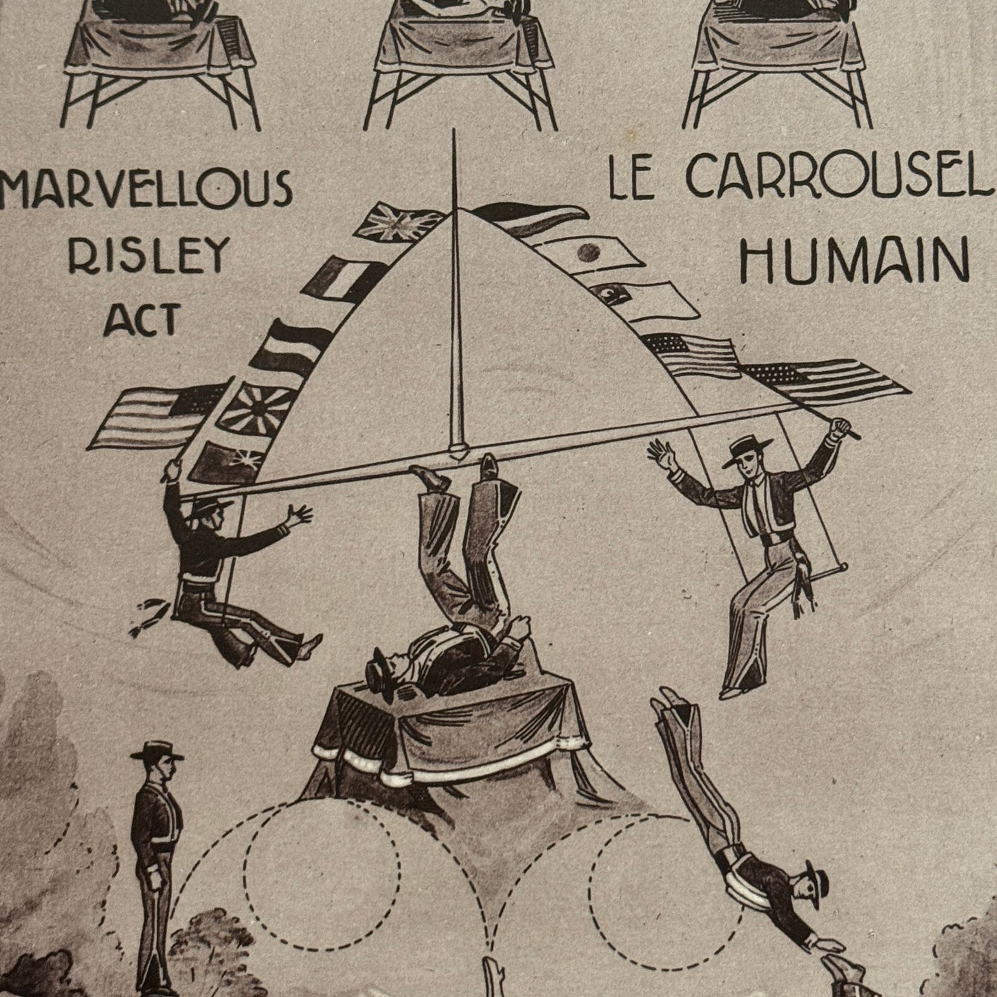 Vintage Circus Performer Tumbling Acrobat Act Advertising Card Ronco Troupe