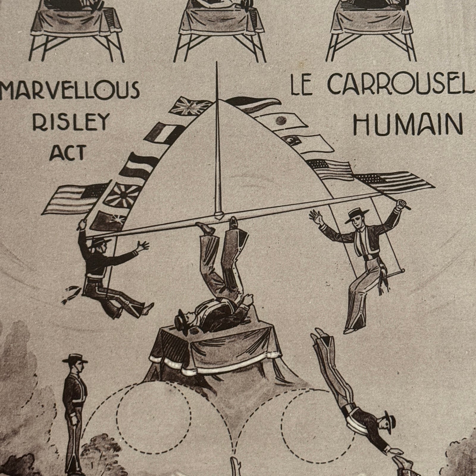 Vintage Circus Performer Tumbling Acrobat Act Advertising Card Ronco Troupe