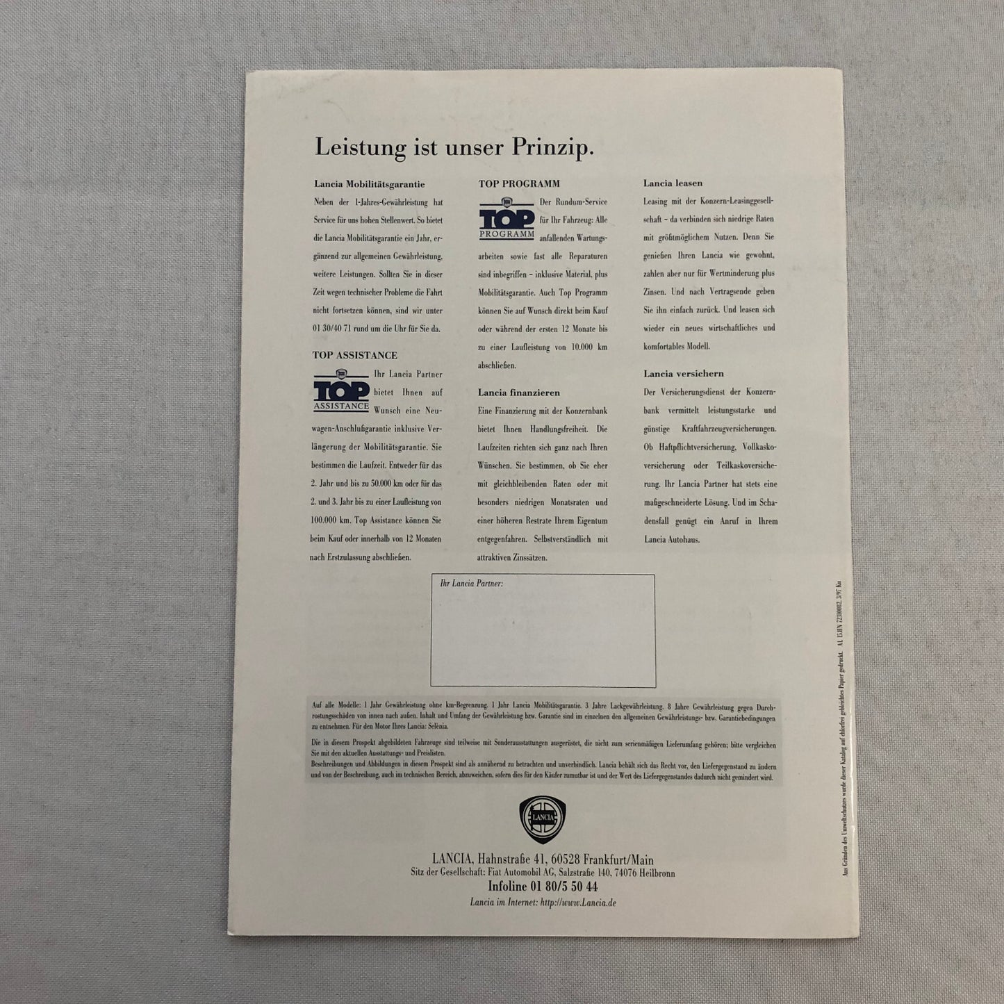 Lancia Dedra SW Station Wagon Car Sales Brochure Catalog Dedra German Text