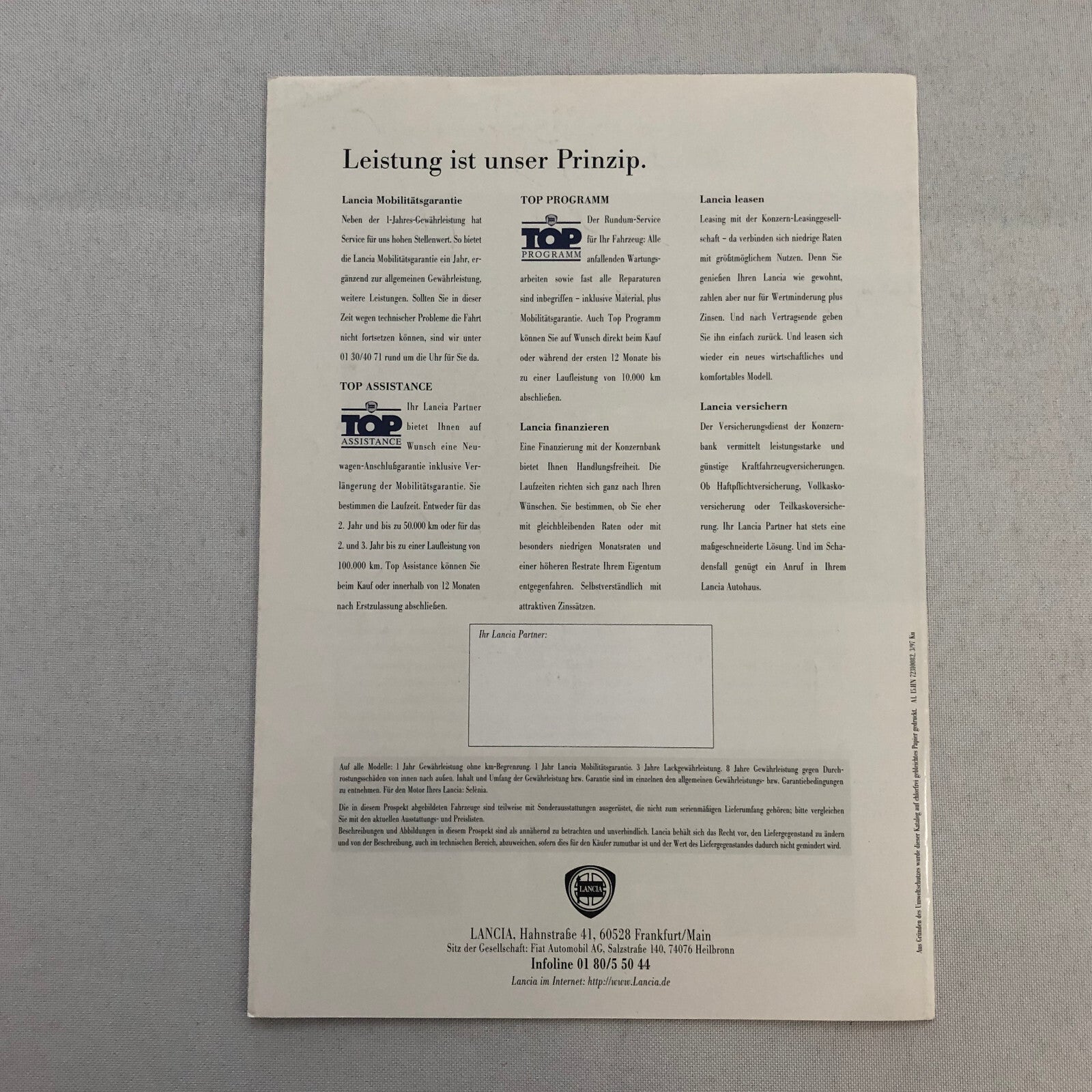 Lancia Dedra SW Station Wagon Car Sales Brochure Catalog Dedra German Text