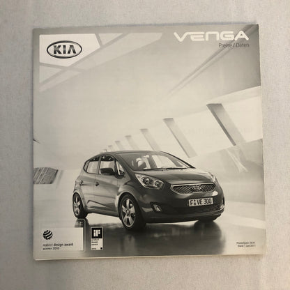 2011 Kia Venga Car Sales Brochure Catalog with Price List GERMAN Market