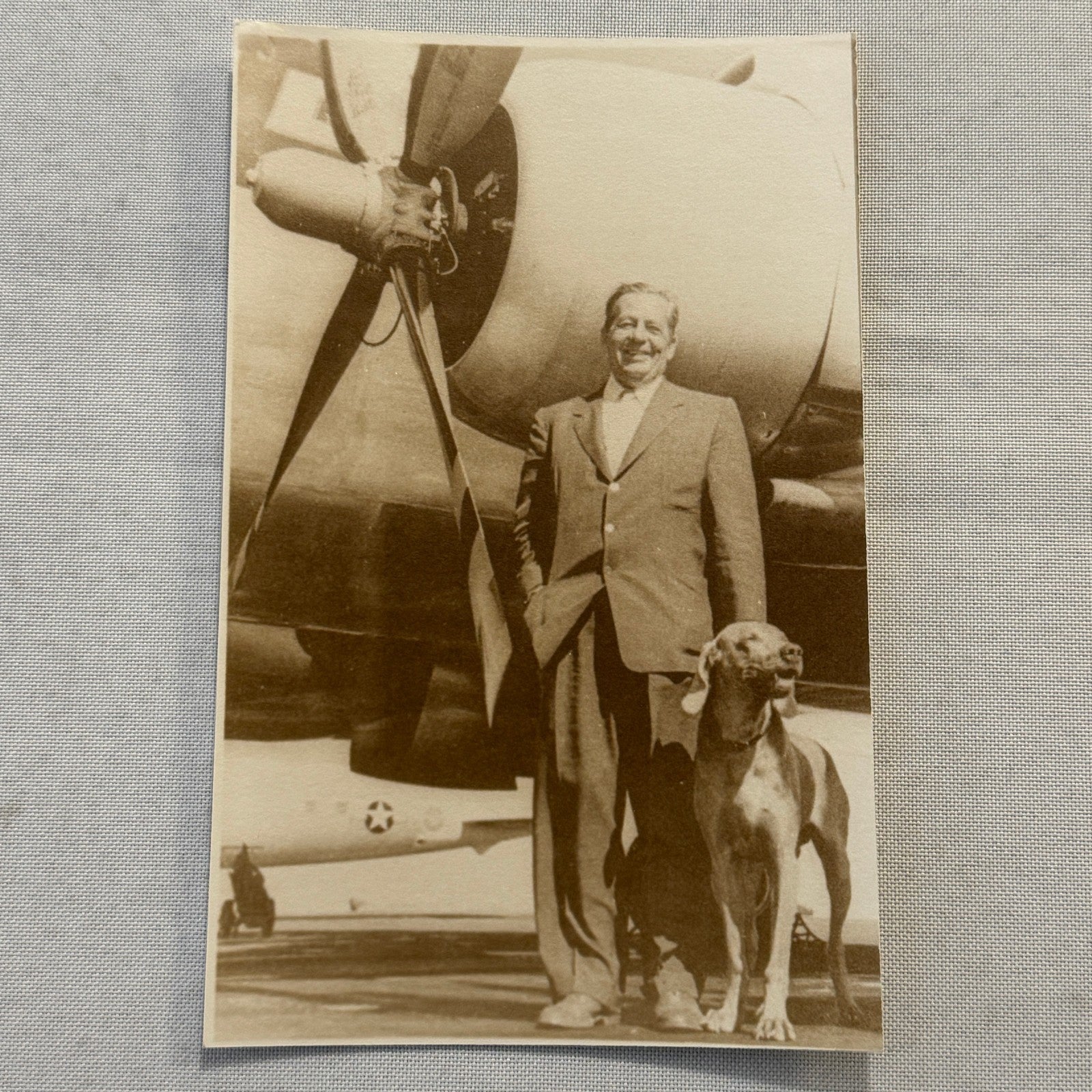 Vintage Photograph Donald Wills Douglas Sr with Dog Douglas Aircraft Aviation