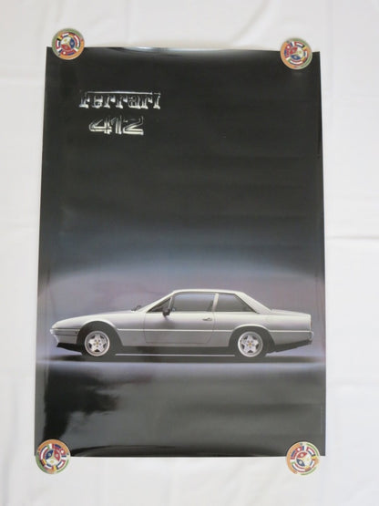 Poster Ferrari 412 Original 1980s Factory Automotive Art Decor Silver Car