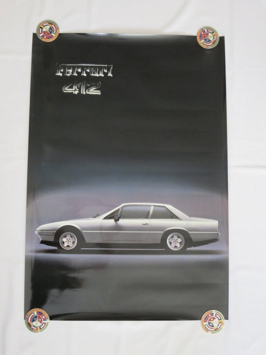 Poster Ferrari 412 Original 1980s Factory Automotive Art Decor Silver Car