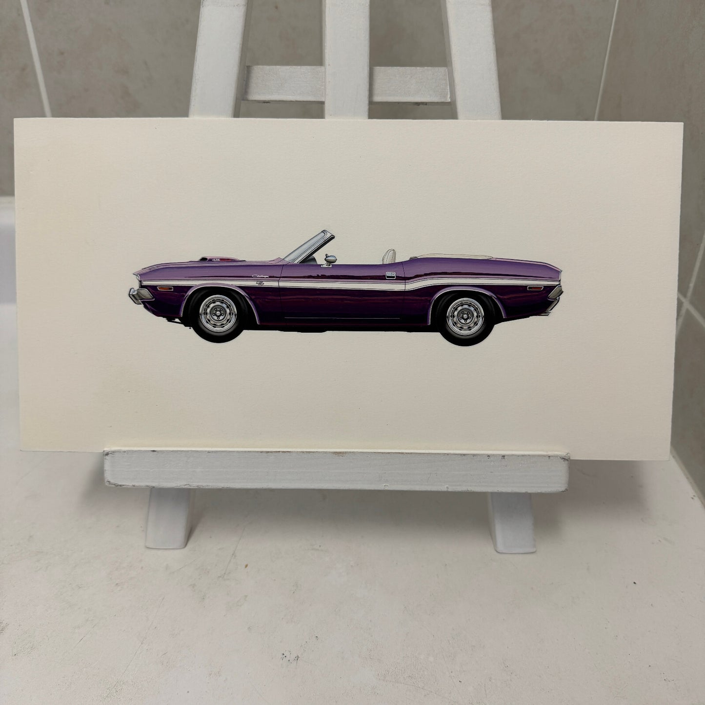 1970 Dodge Challenger Hemi Convertible Muscle Car Illustration Art Drawing
